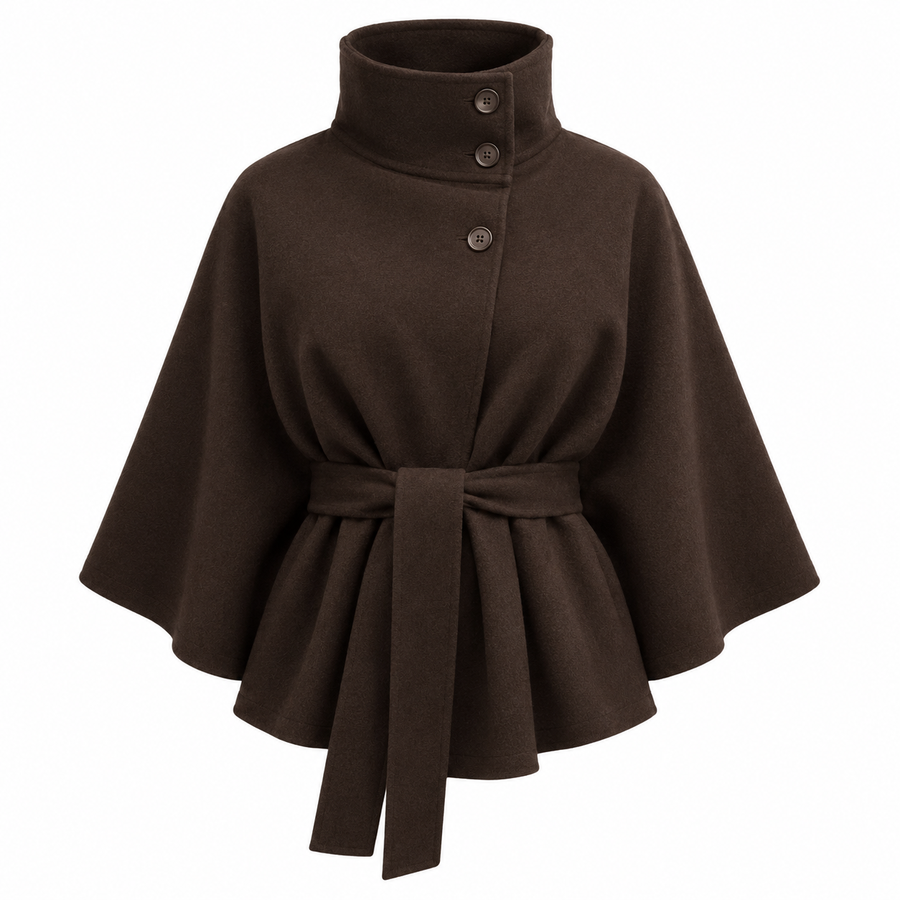 High-Neck Belted Trench Coat