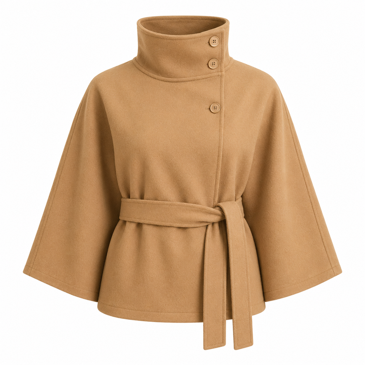 High-Neck Belted Trench Coat