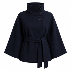 High-Neck Belted Trench Coat