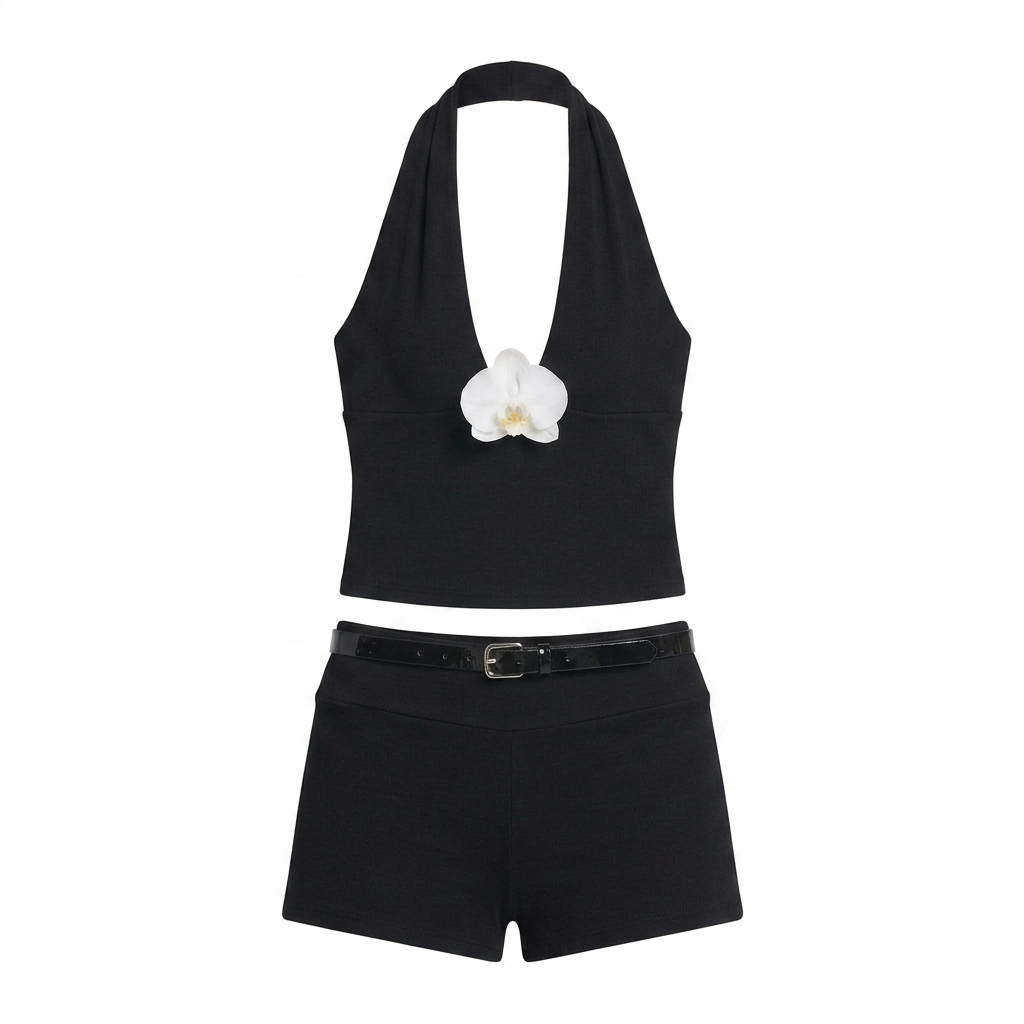 Solid Color Shorts Hot Girl Fashion Summer Set Women