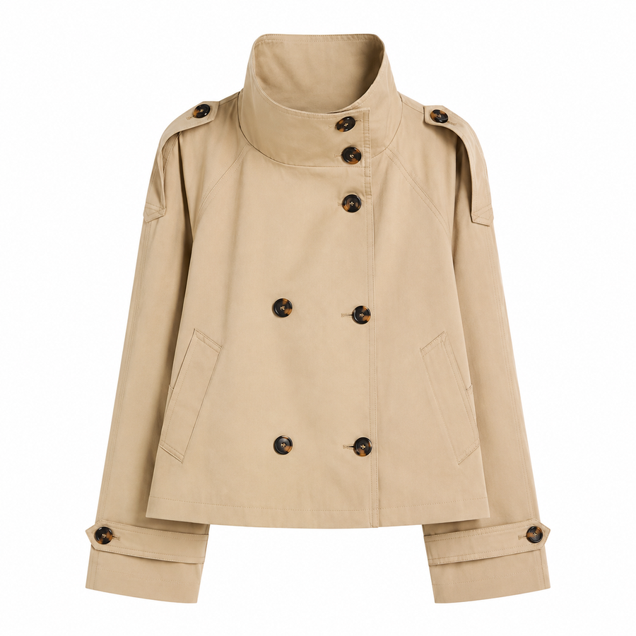 Double-Breasted Lace-Up Trench Coat