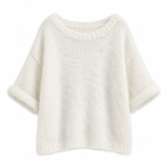 Slanted-Shoulder Knit Jumper