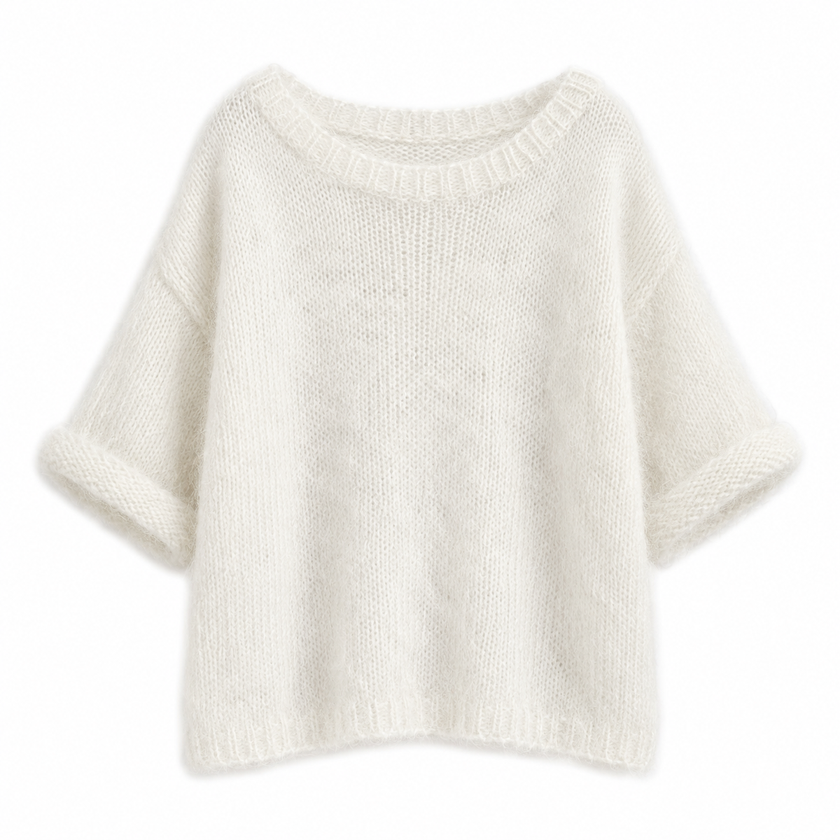 Slanted-Shoulder Knit Jumper