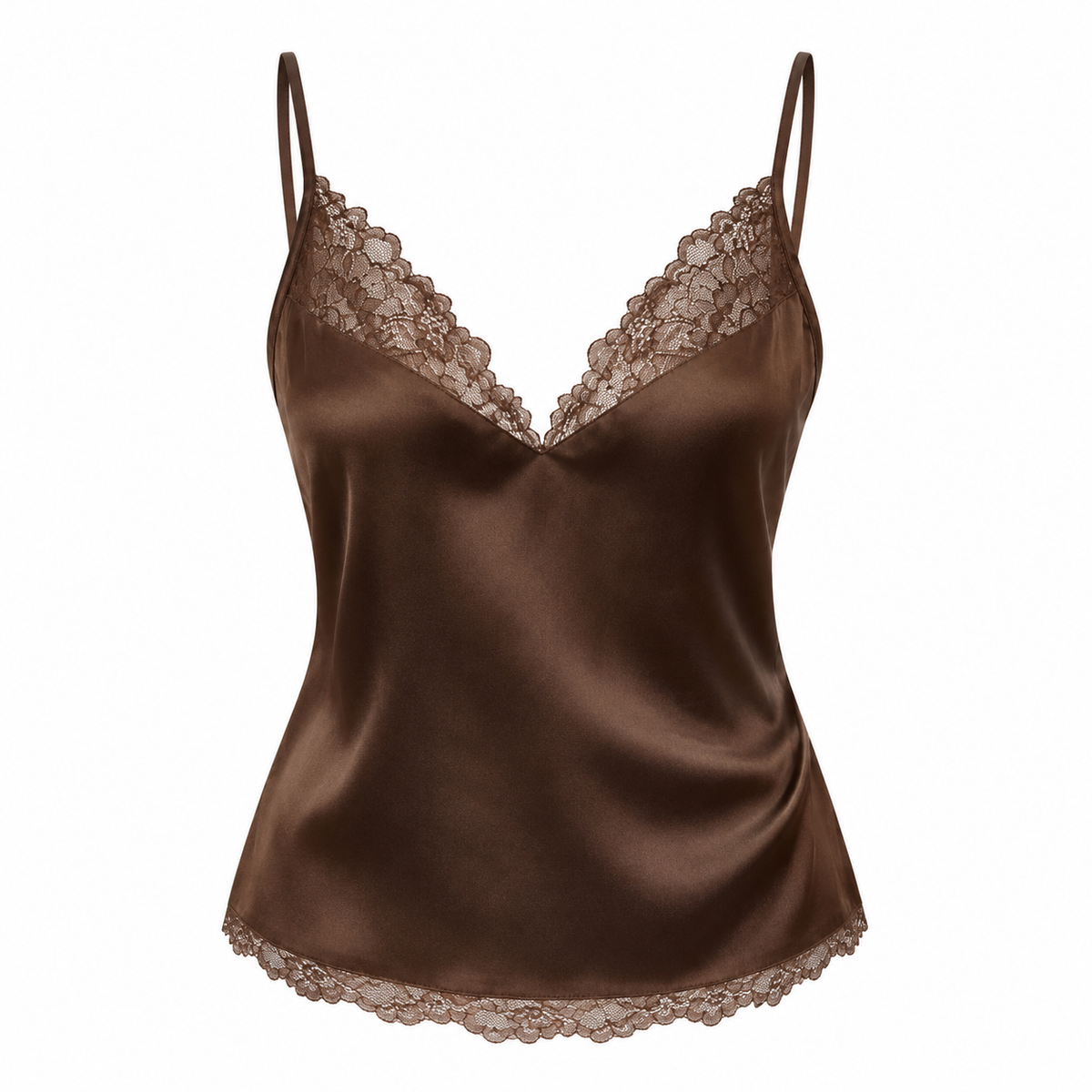 Lace-Trim Satin Slip Top