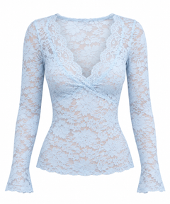 Sheer Lace V-Neck Blouse
