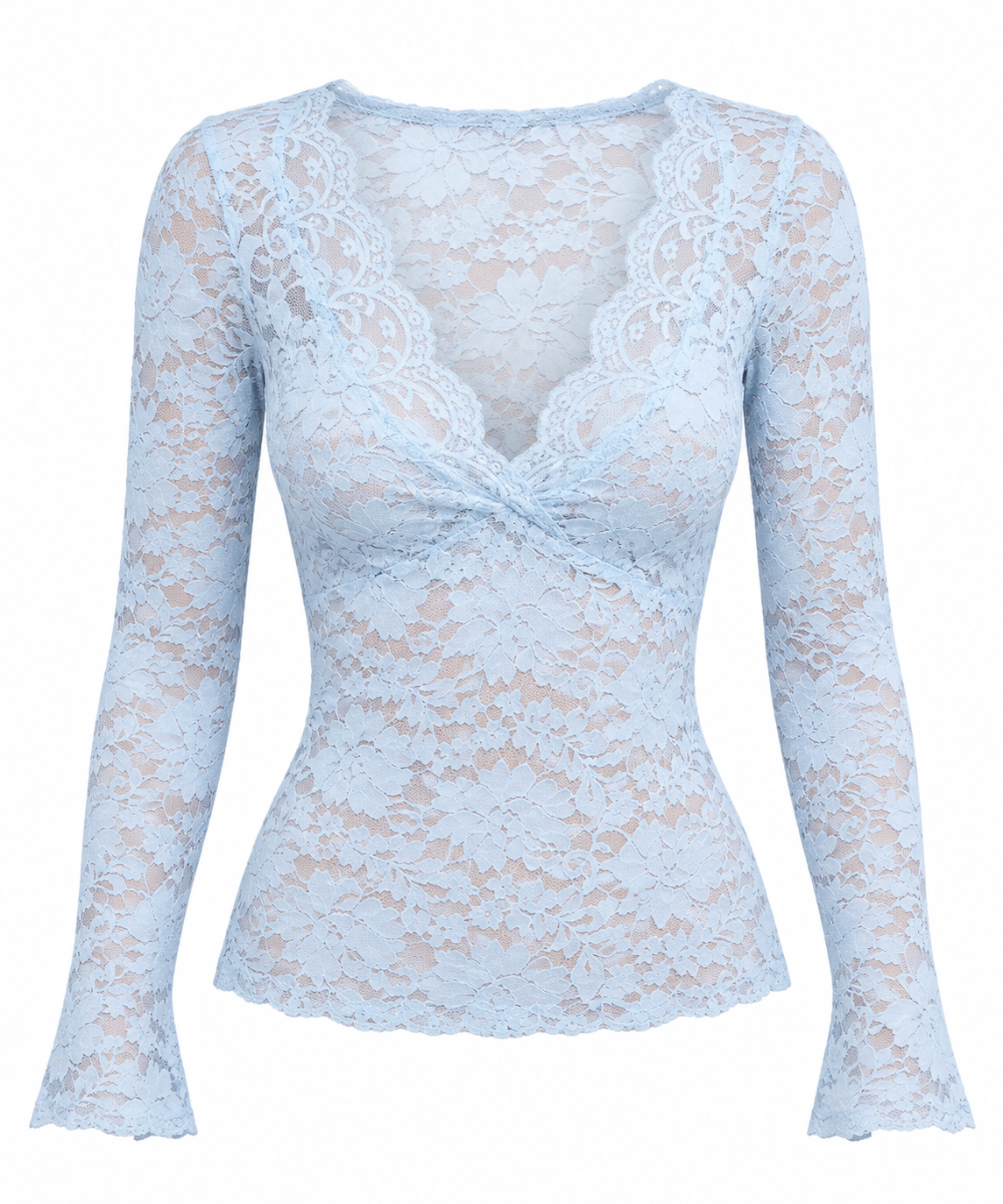Sheer Lace V-Neck Blouse