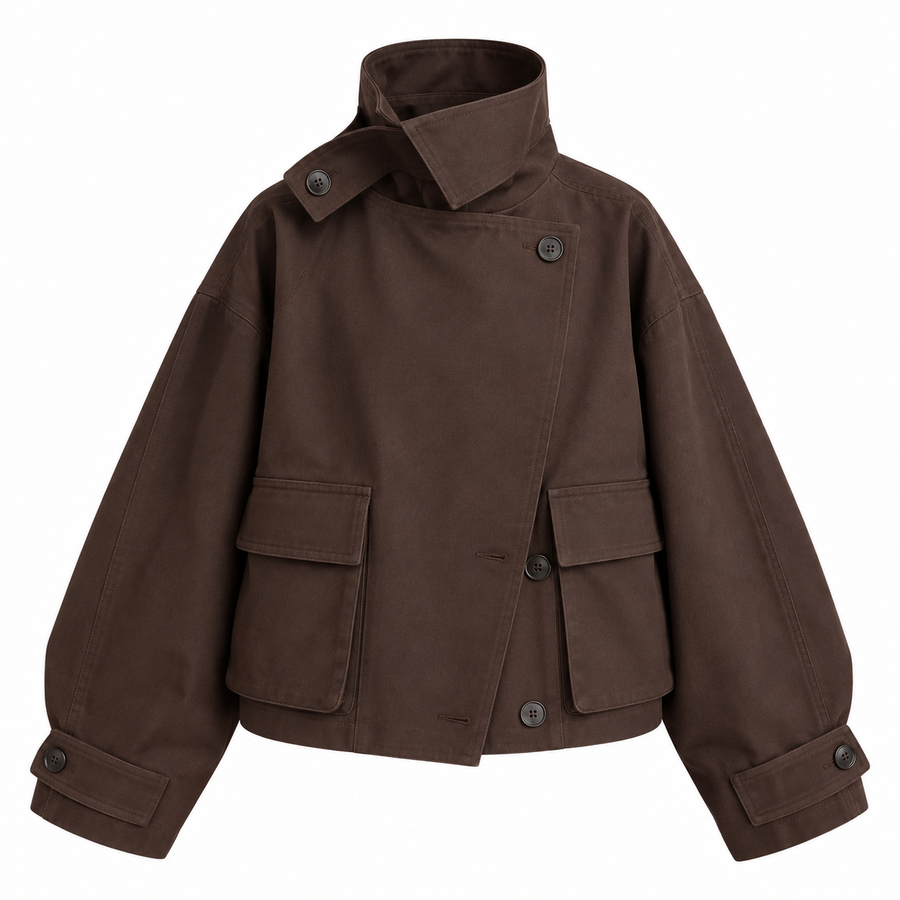 Suede-Fleece Trench Coat
